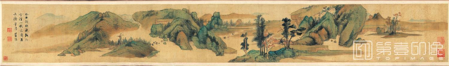 国画-溪山秋色图 (画芯) 绢本 183.6x27.2