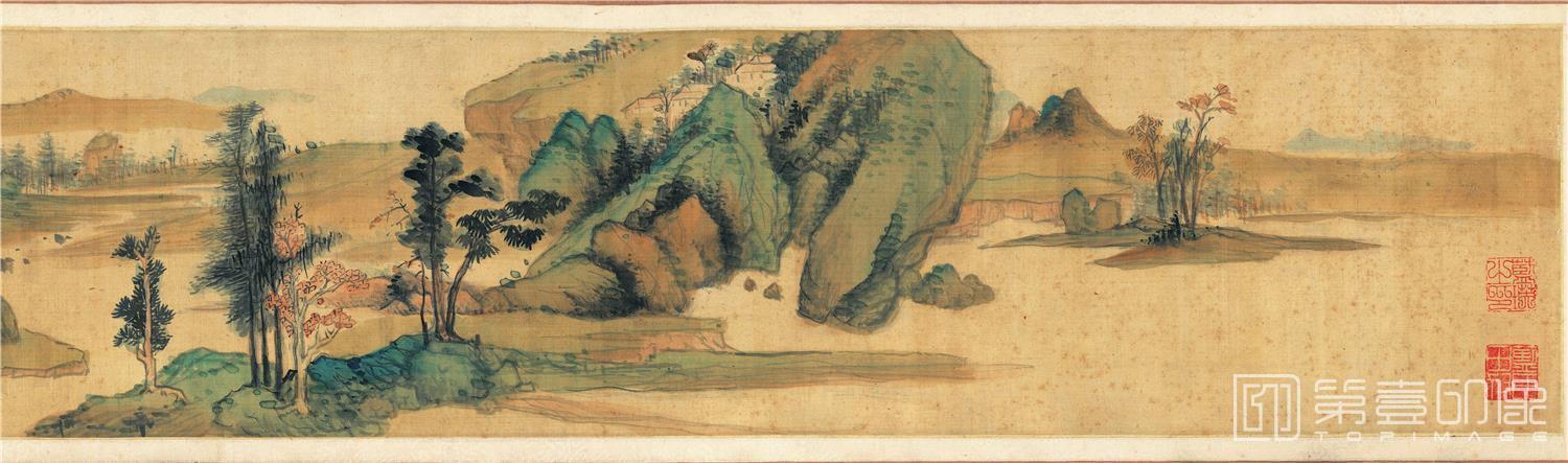 国画-溪山秋色图 (画芯)-2 绢本 169.1x50