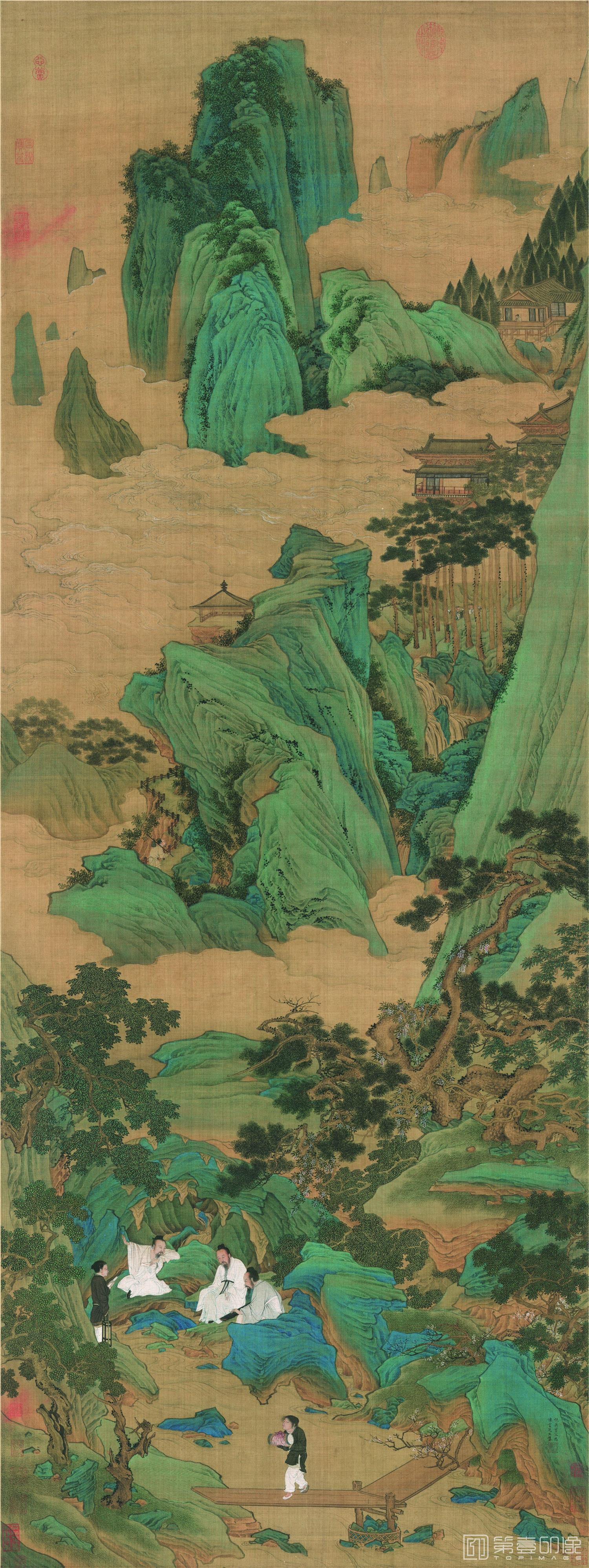 国画-桃源仙境图 轴绢本设色175x66.7天博