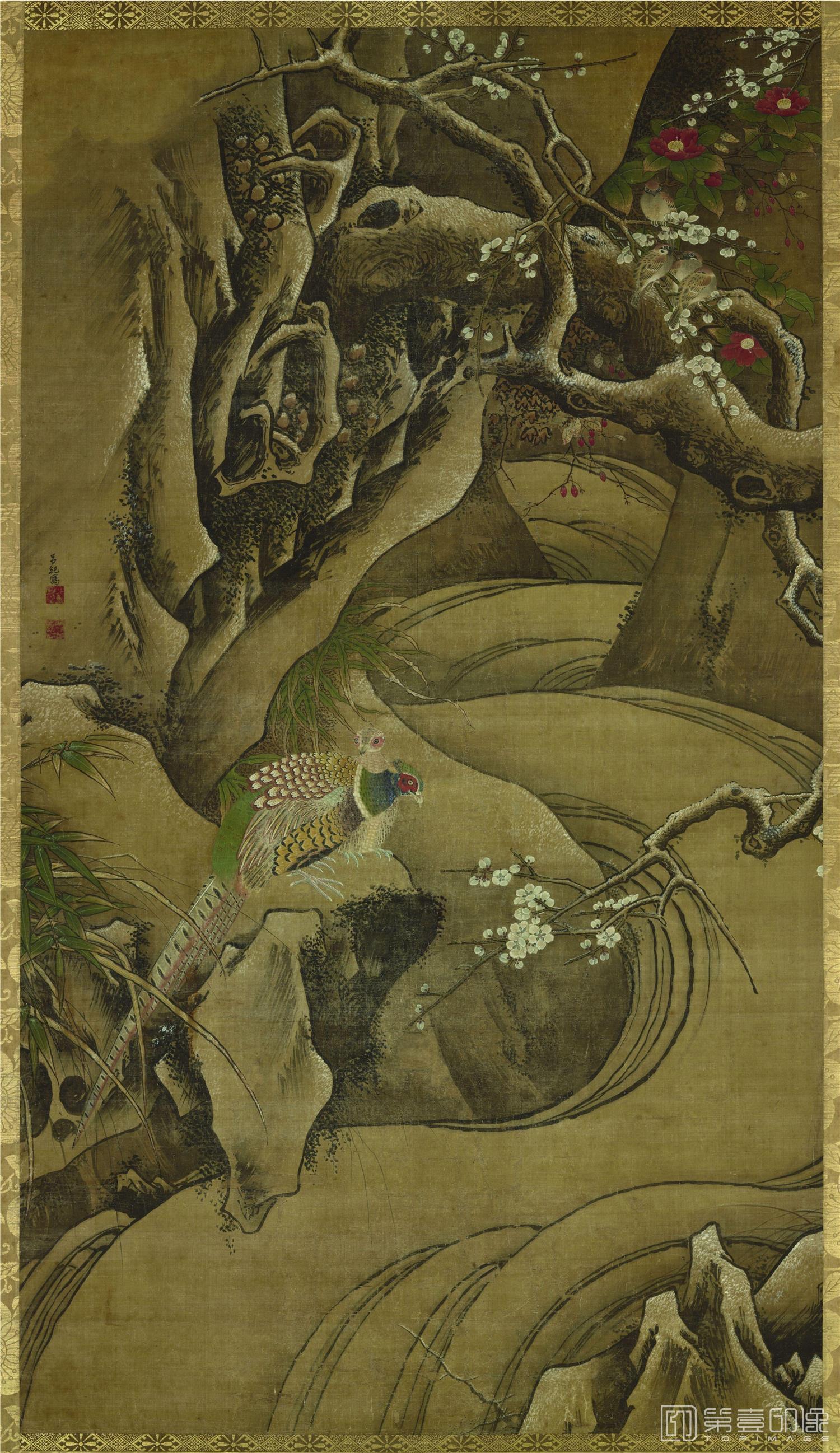 国画-四季花鸟图04-冬