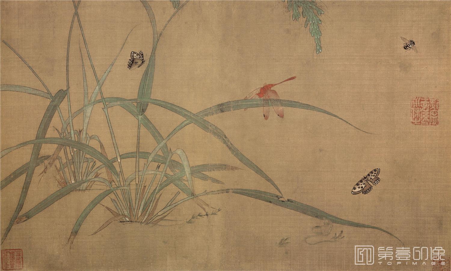 国画-嘉禾草虫图29x49