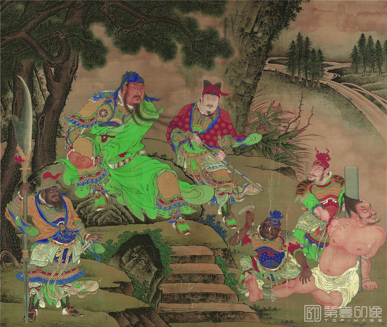 国画-关羽擒将图
