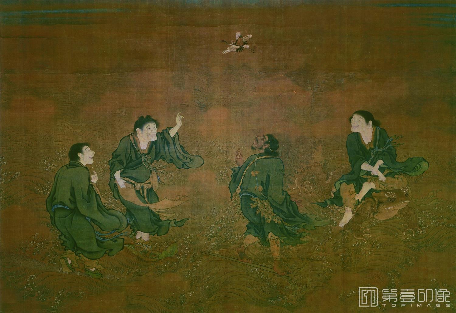 国画-四仙拱寿 绢本 98.3x143.8台北