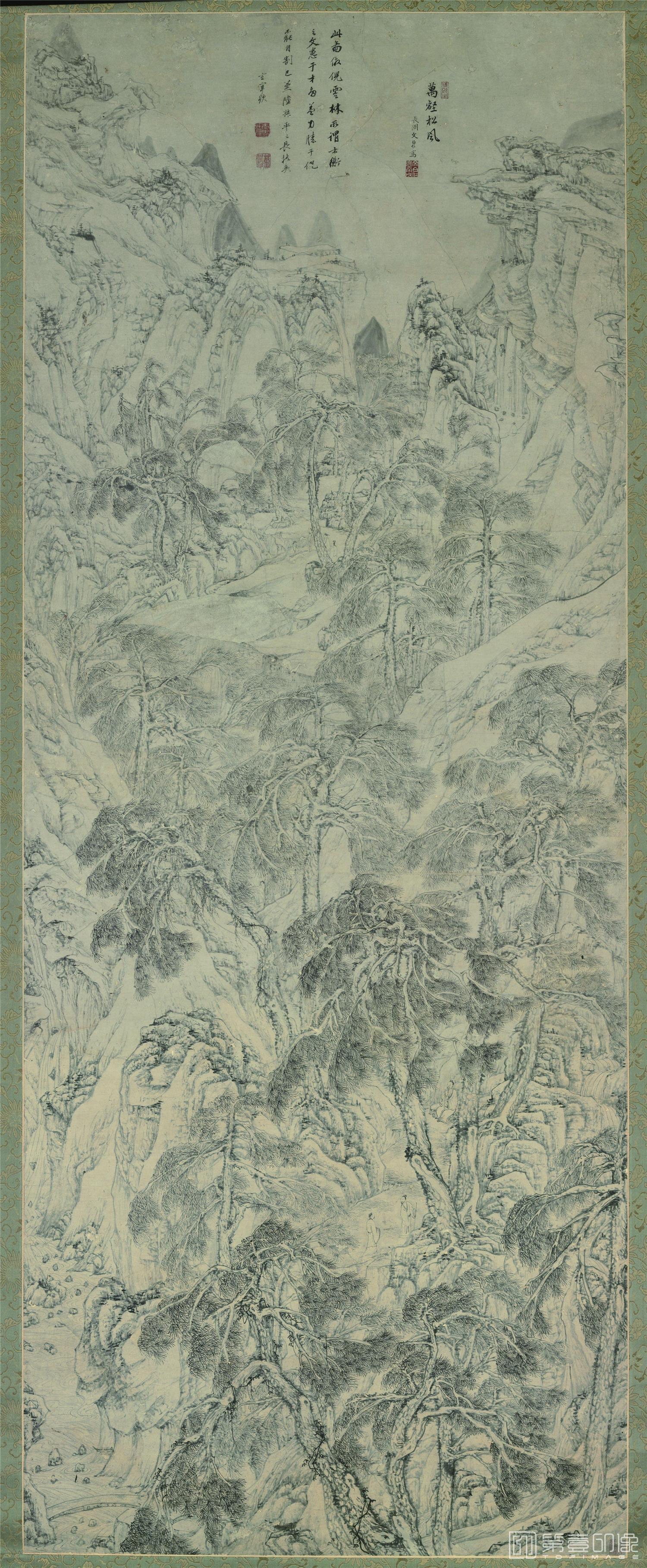国画-四万山水图03-万壑松风纸本188.1×73.5东京