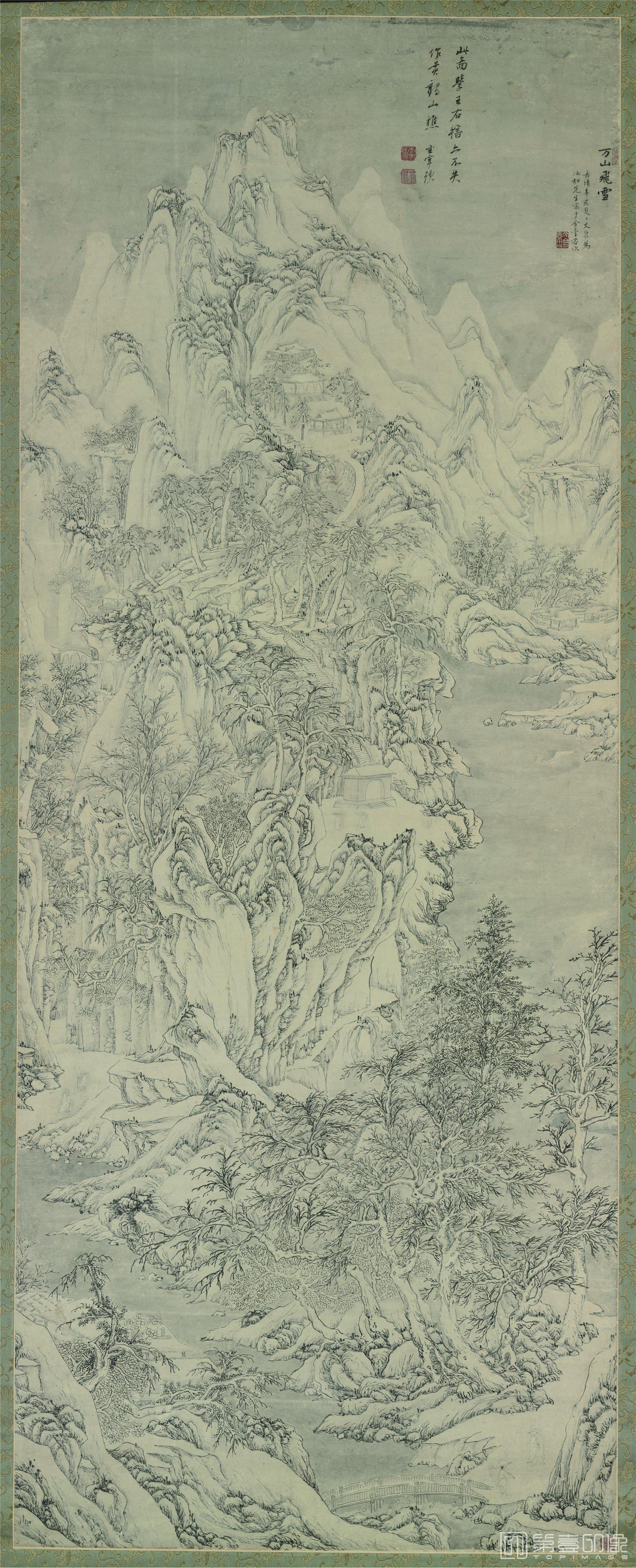 国画-四万山水图04-万山飞雪纸本188.1×73.5东京