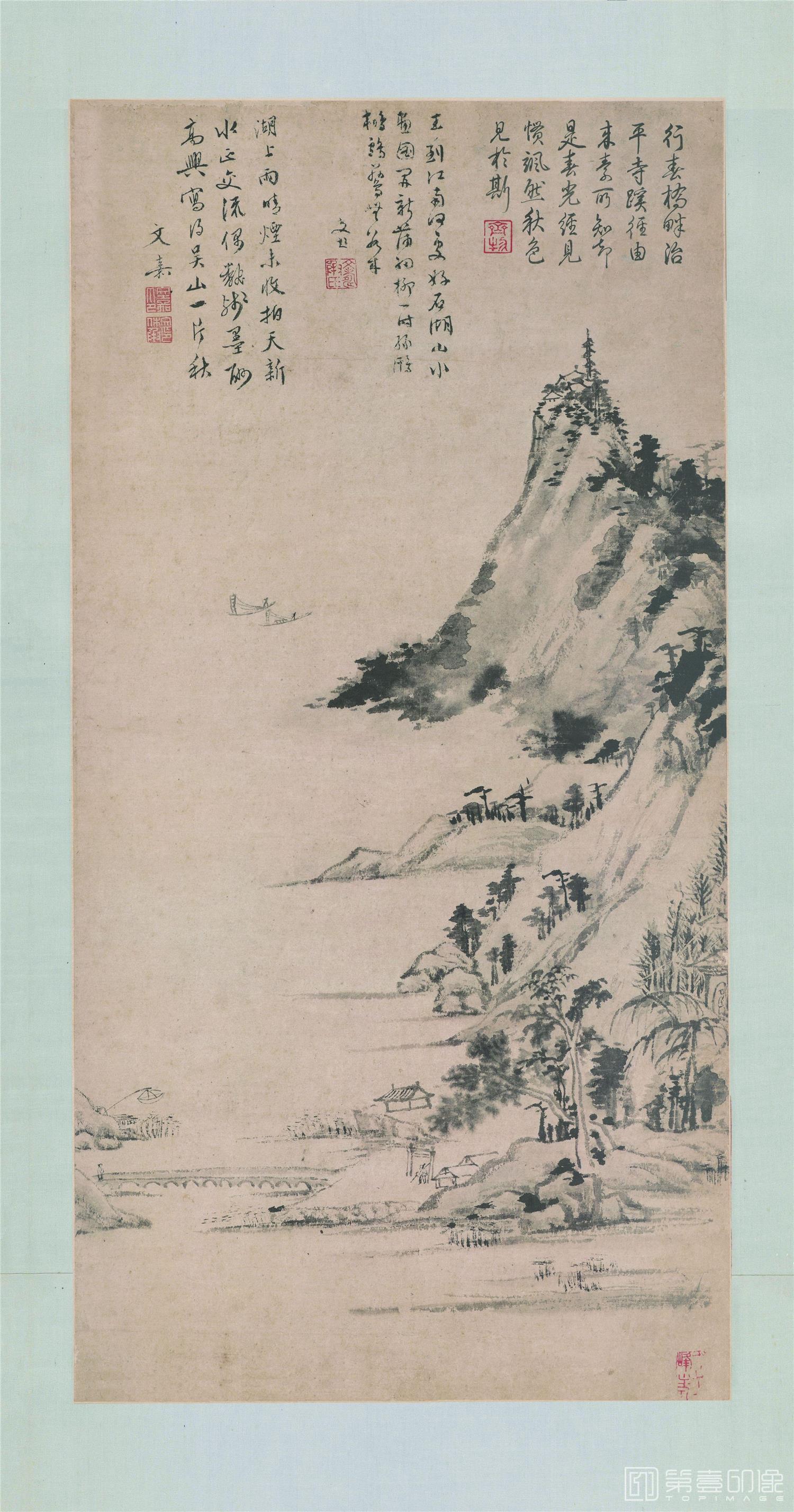 国画-石湖秋色图轴纸本76x40