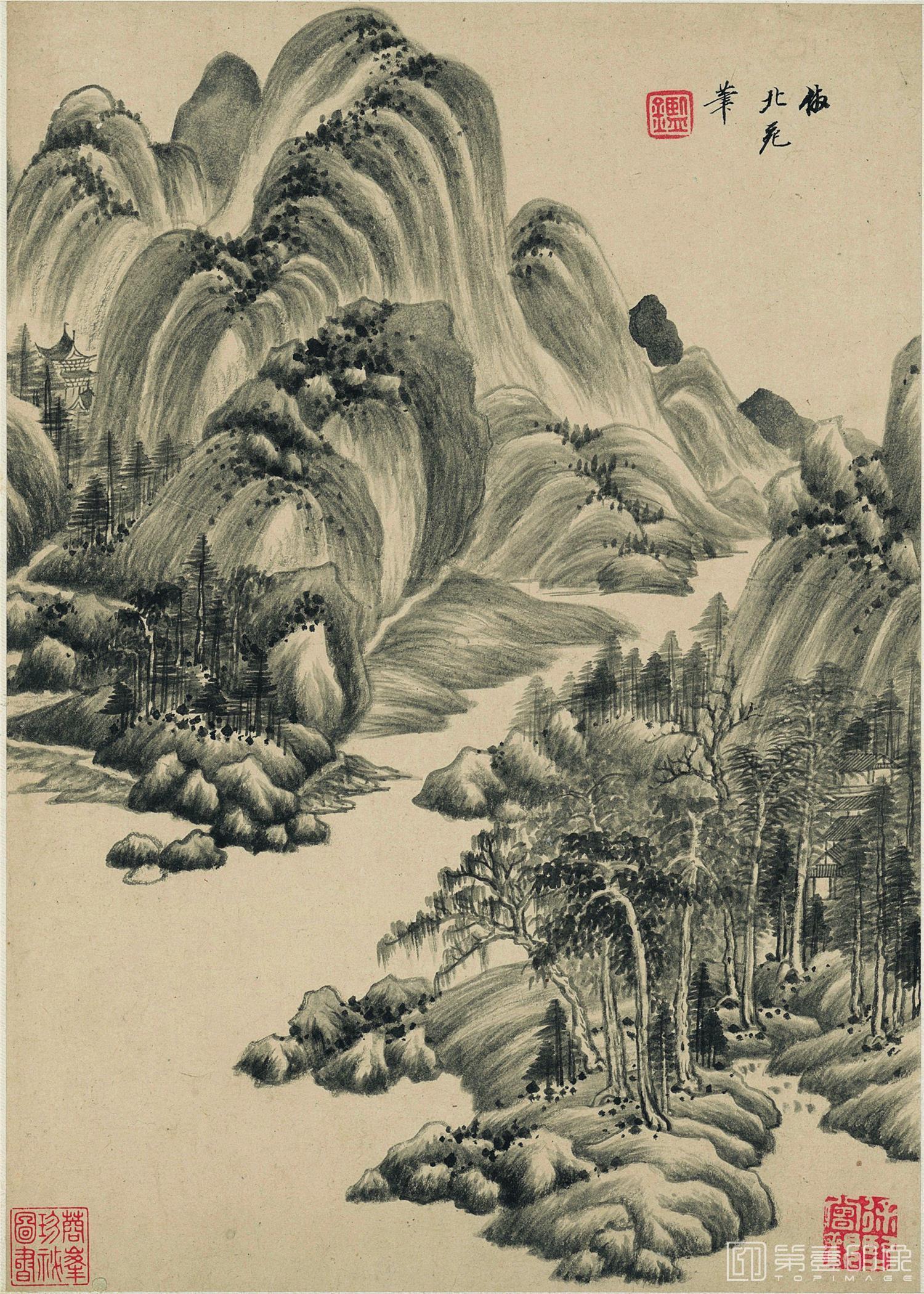 国画-仿古山水二纸本 22x31-001