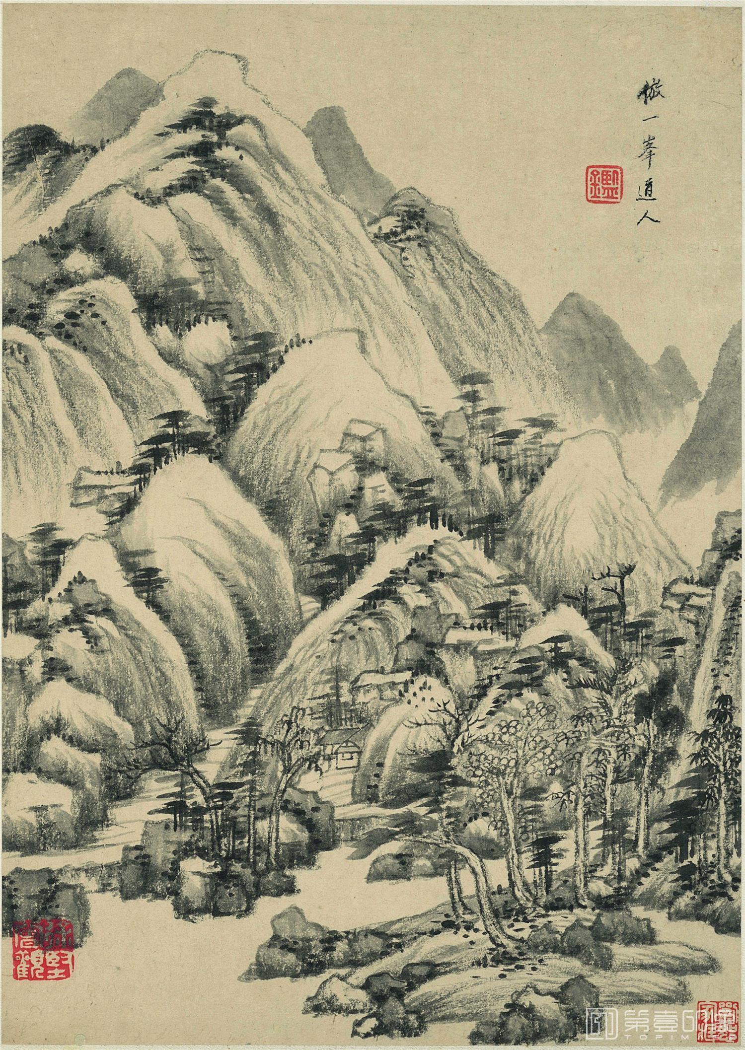 国画-仿古山水二纸本 22x31-005