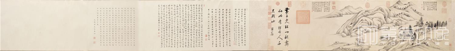 国画-仿黄子久江山秋霁图卷