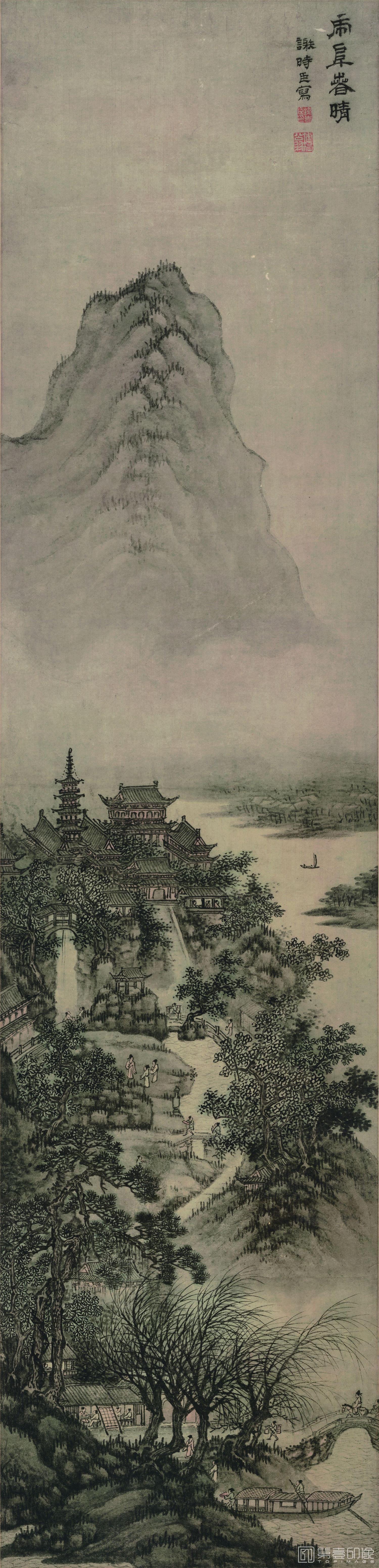 国画-虎阜春晴图纸本162.4×39.2