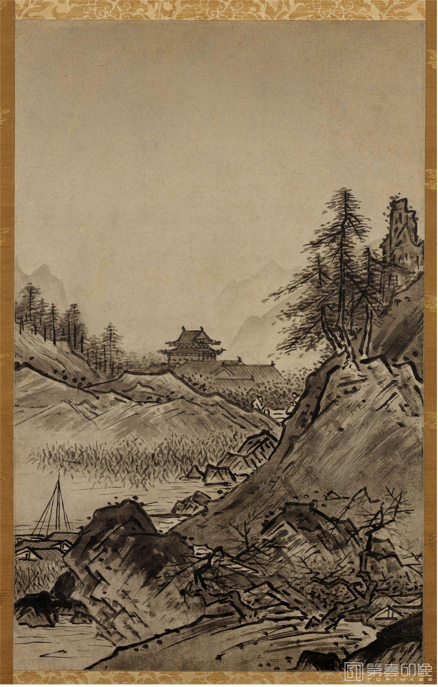 国画-秋冬山水图 46.4X29.4东京二
