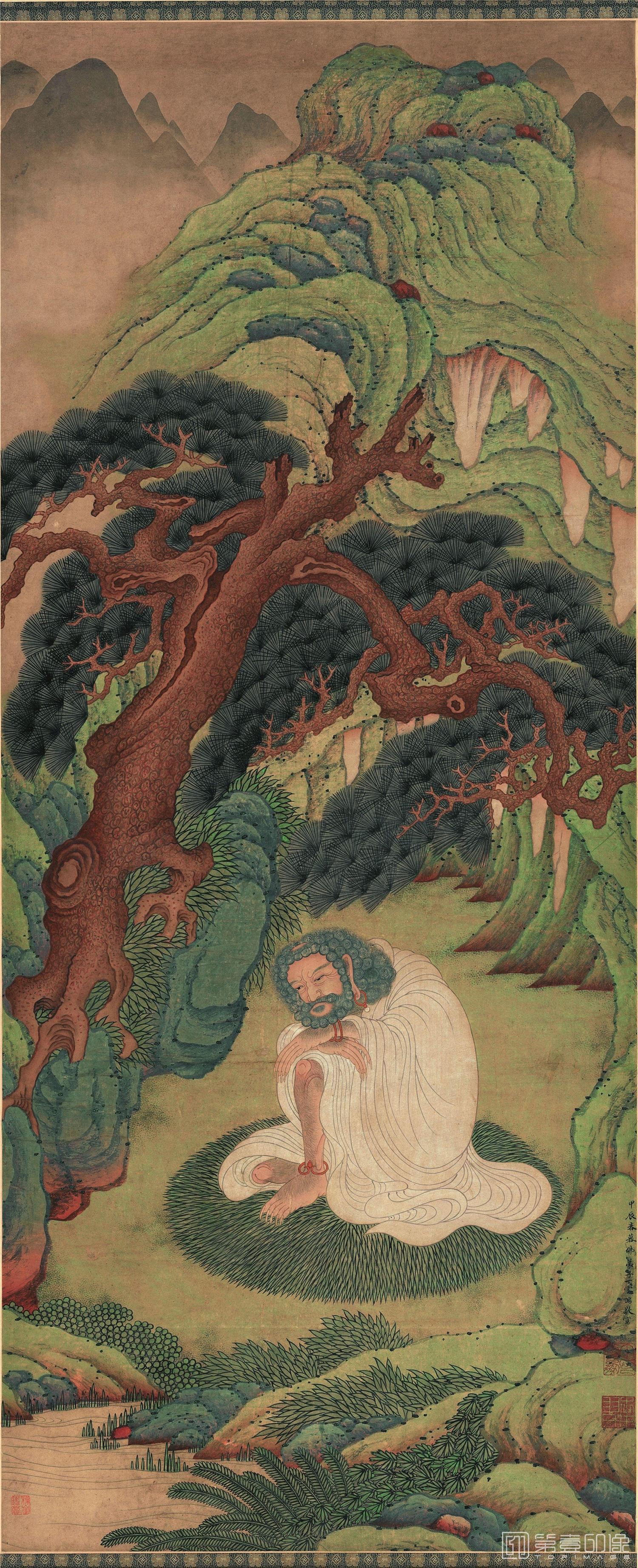 国画-释伽牟尼图 纸本 58.5x143.8