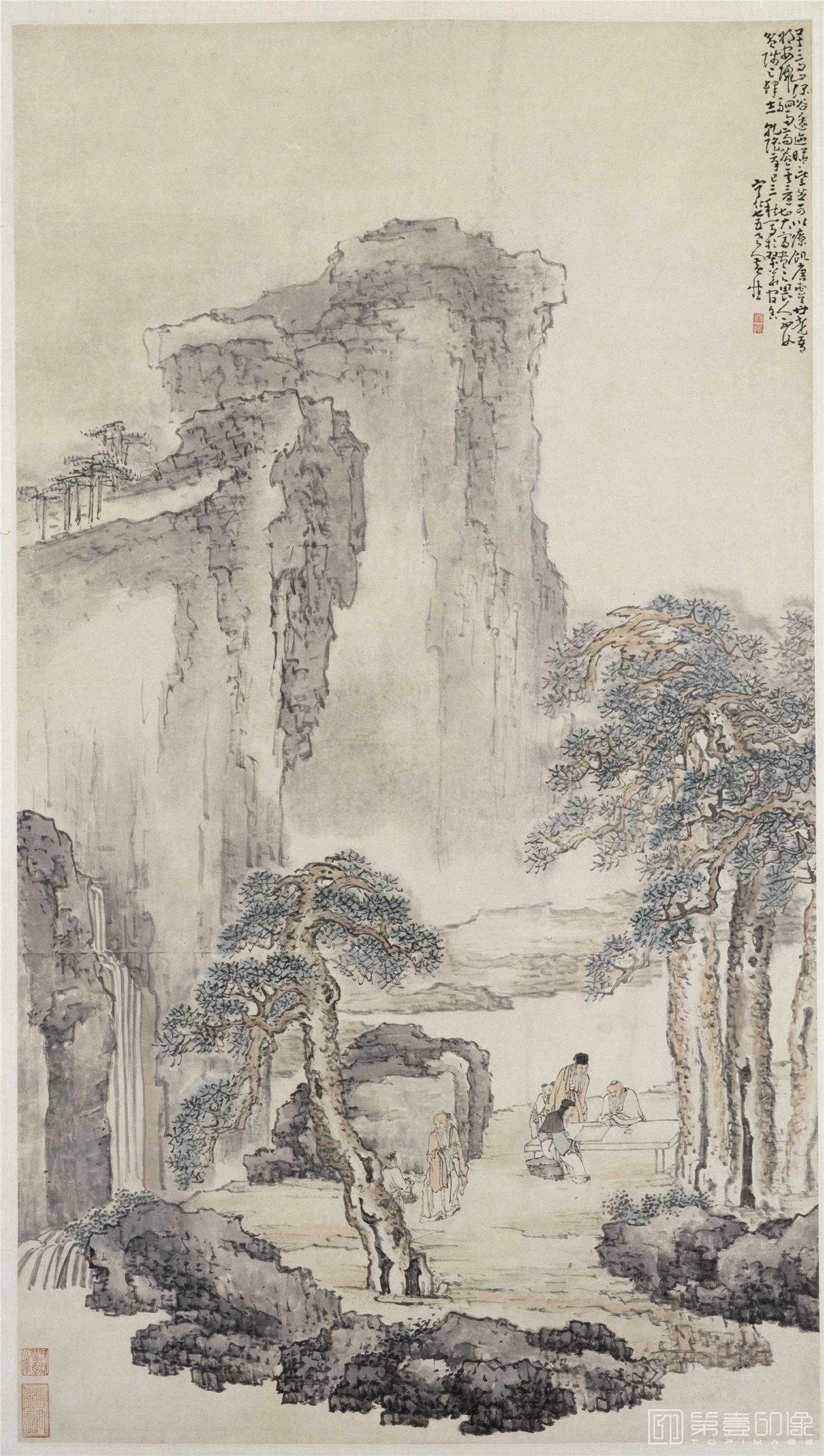 国画-商山四皓图155.6x31