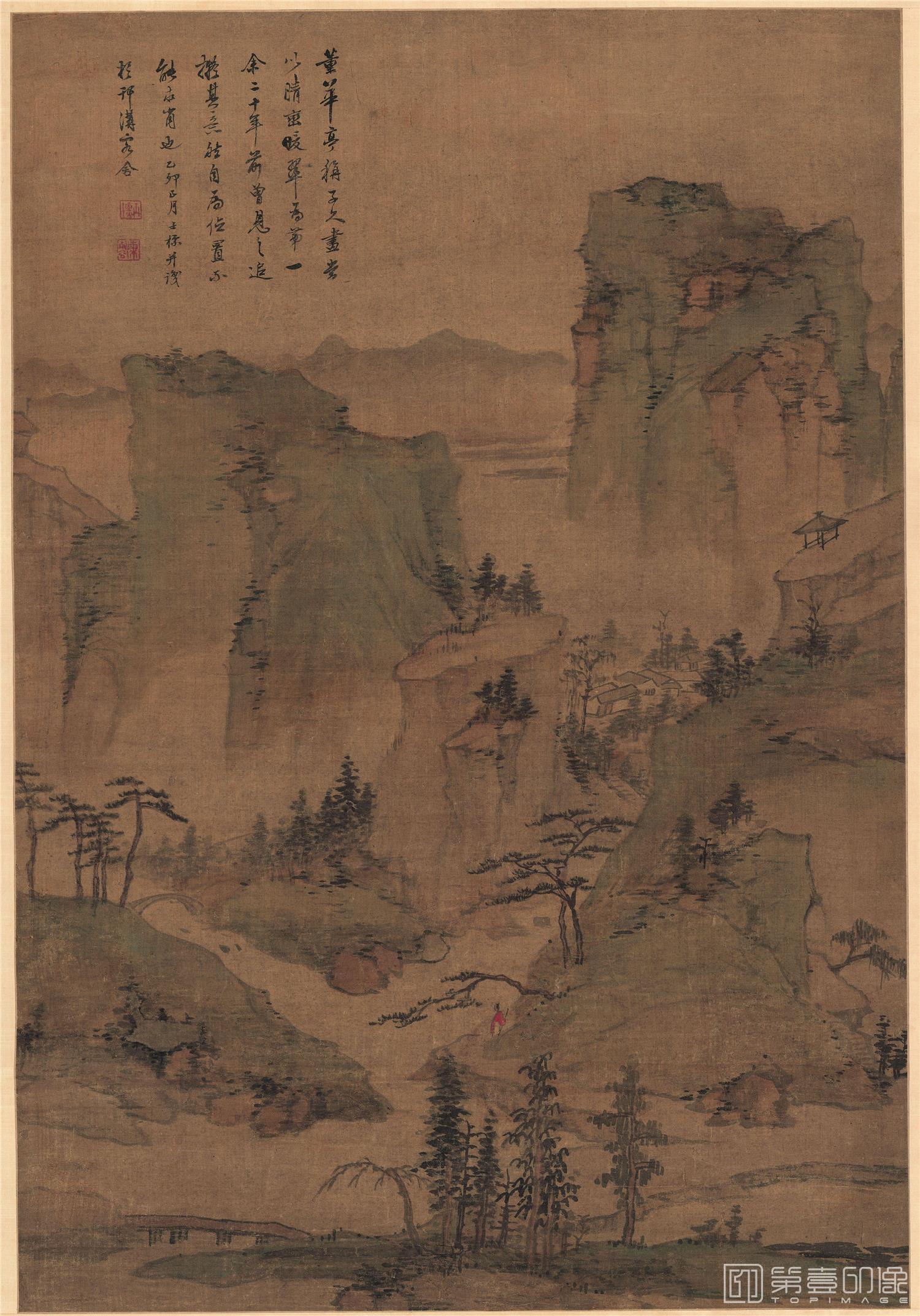 国画-着色山水 绢本 52.5x75