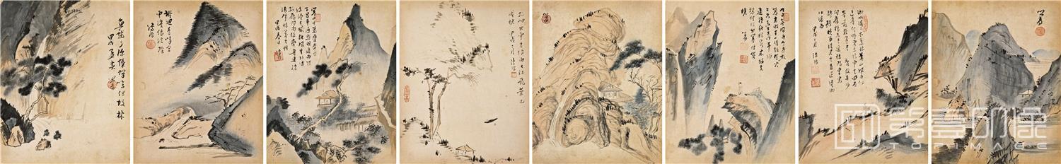 国画-四时山水 甲戌 (1934年)作103×32
