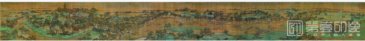 国画-南巡苏州虎丘行宫图 绢本 58.5×544cm