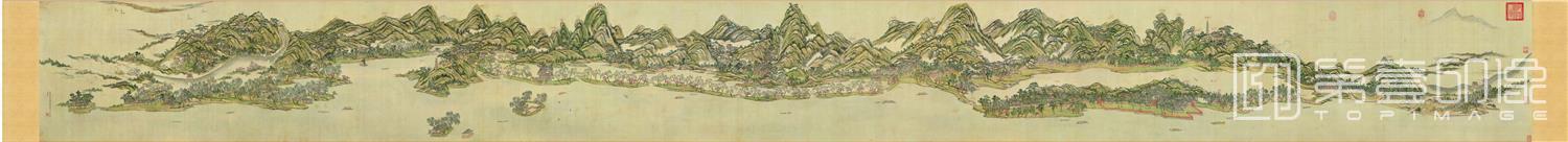 国画-西湖十景图卷全图 绢本702x64