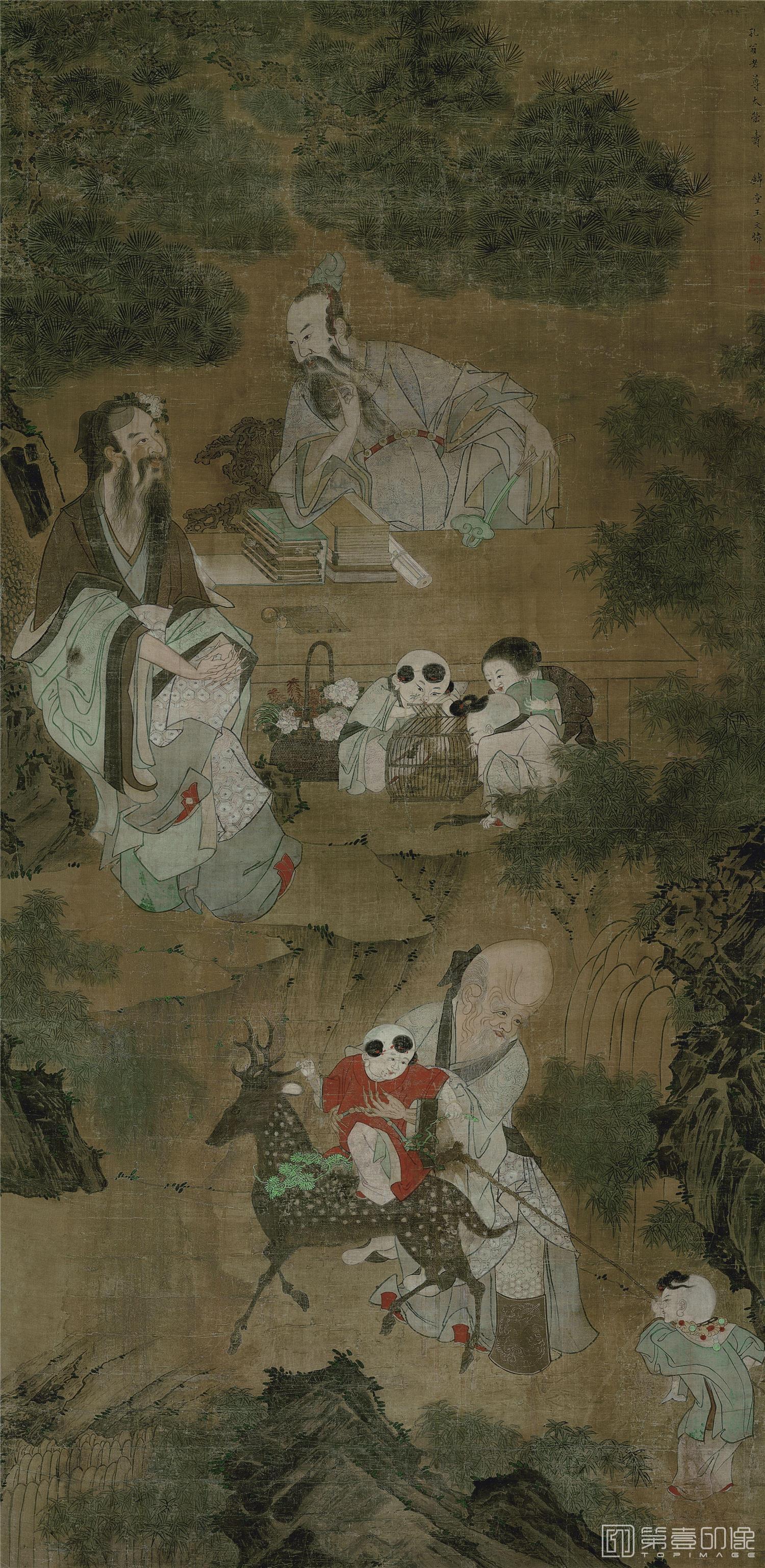 国画-祝寿图轴绢140x68天博