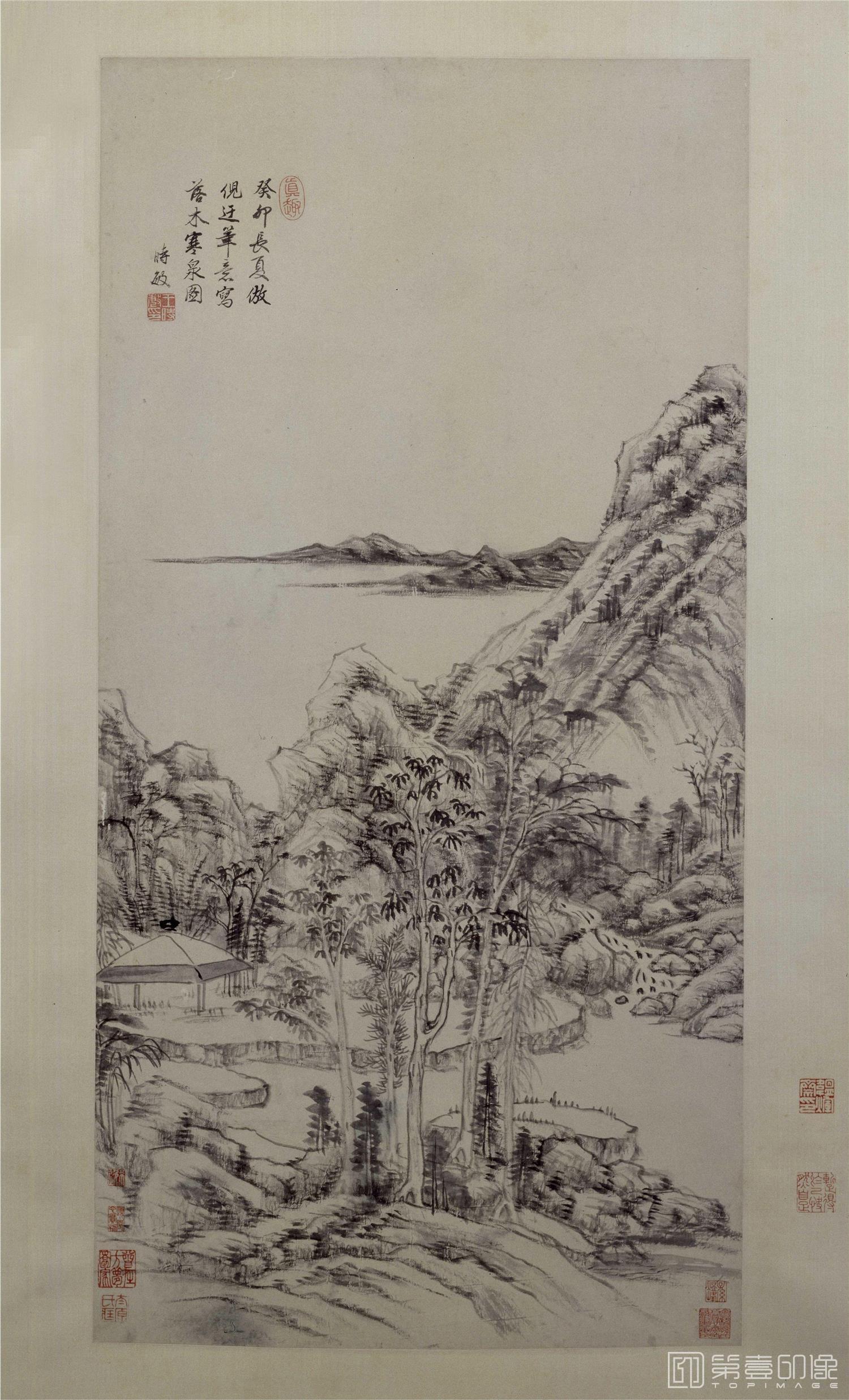 国画-落木寒泉图轴纸本83x41.2