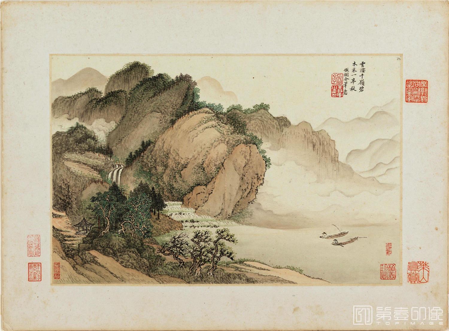 国画-王时敏 仿古山水-碧岭秋亭