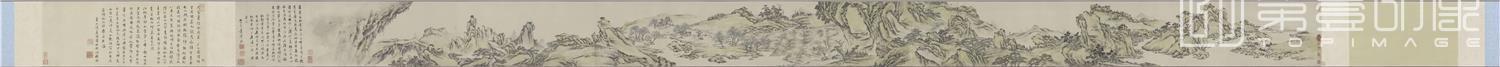 国画-设色山水图卷 (全卷)纸本29.2x593