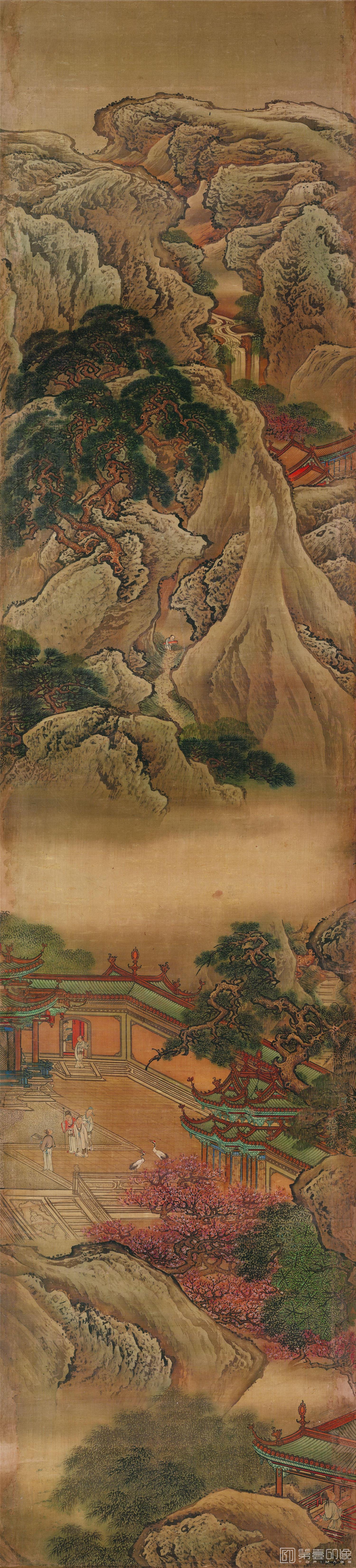 国画-蓬莱仙境12图屏 (全套)绢本245X606天博-006