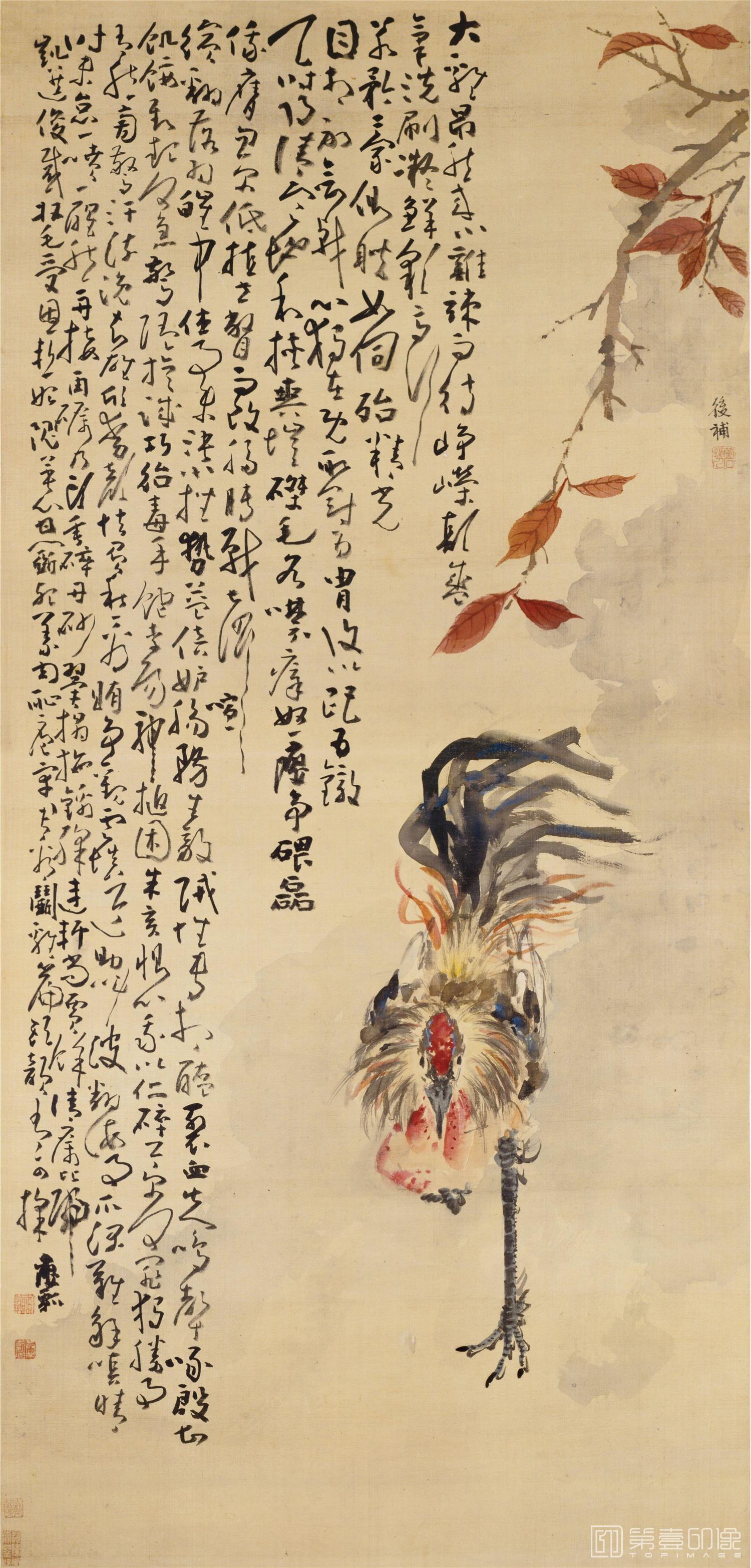国画-雄鸡图轴122x58