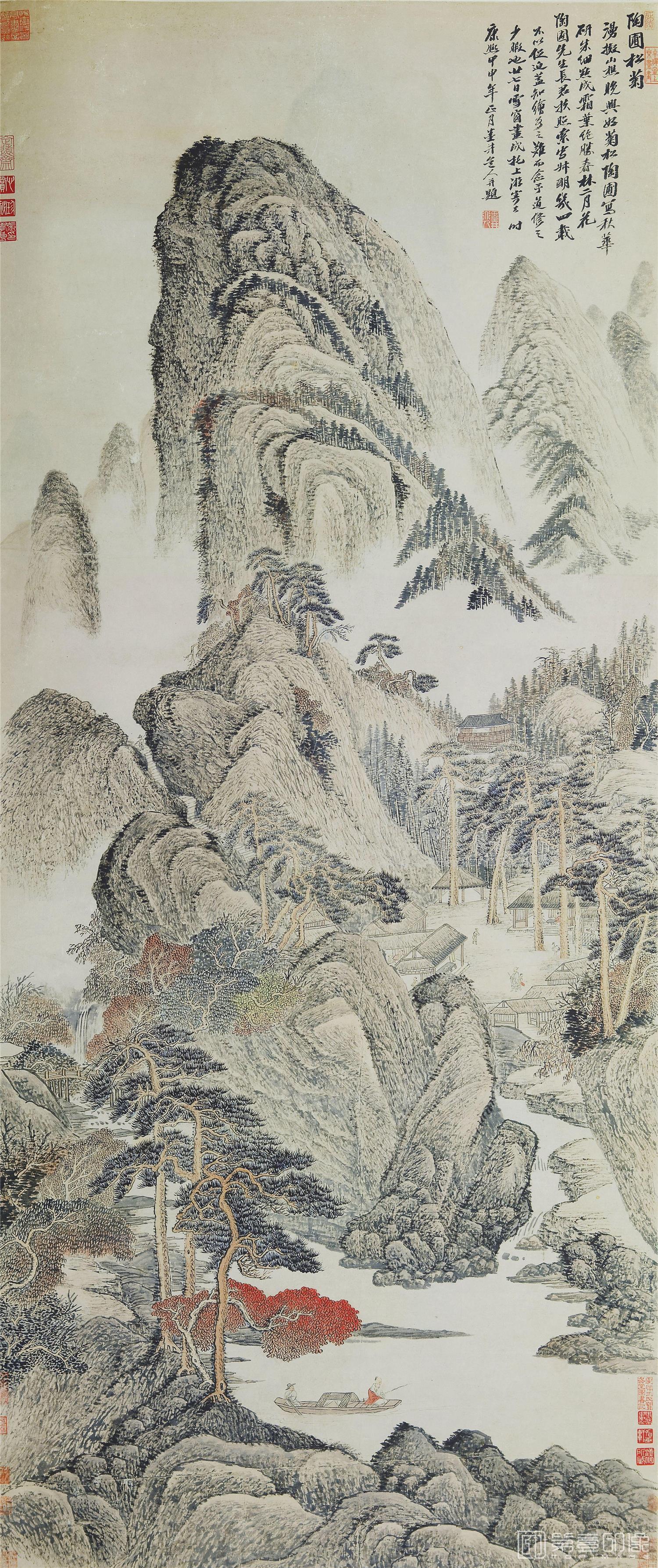 国画-陶圃松菊图92x38