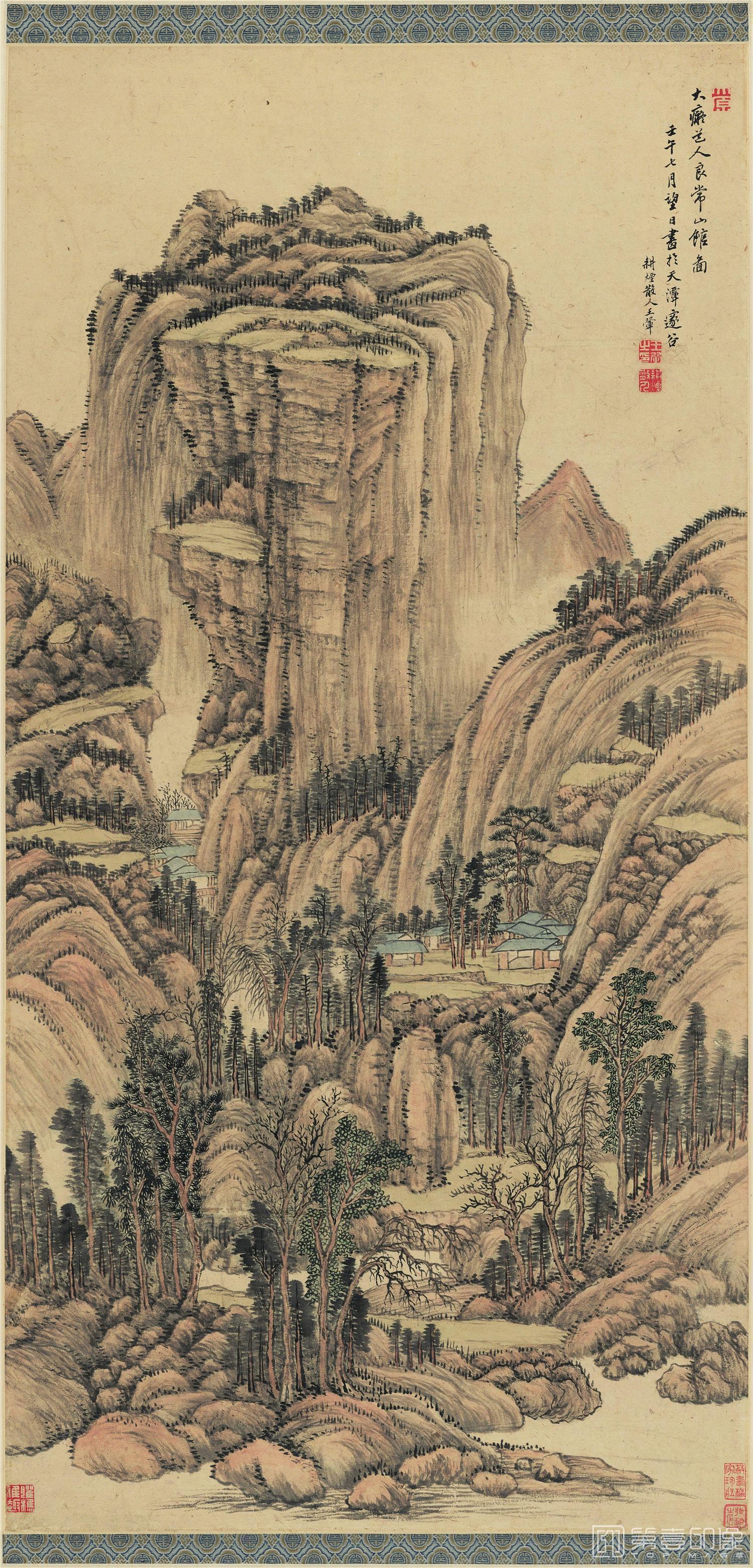 国画-良常山馆图 纸本 53x110.4
