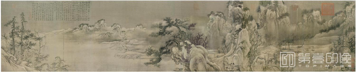 国画-渔村小雪图