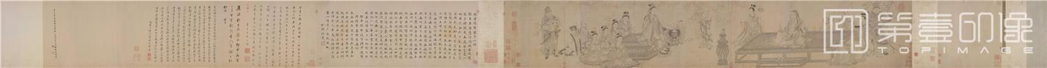 国画-维摩演教图 大全卷纸本墨笔，纵34.6cm，横207.5cm