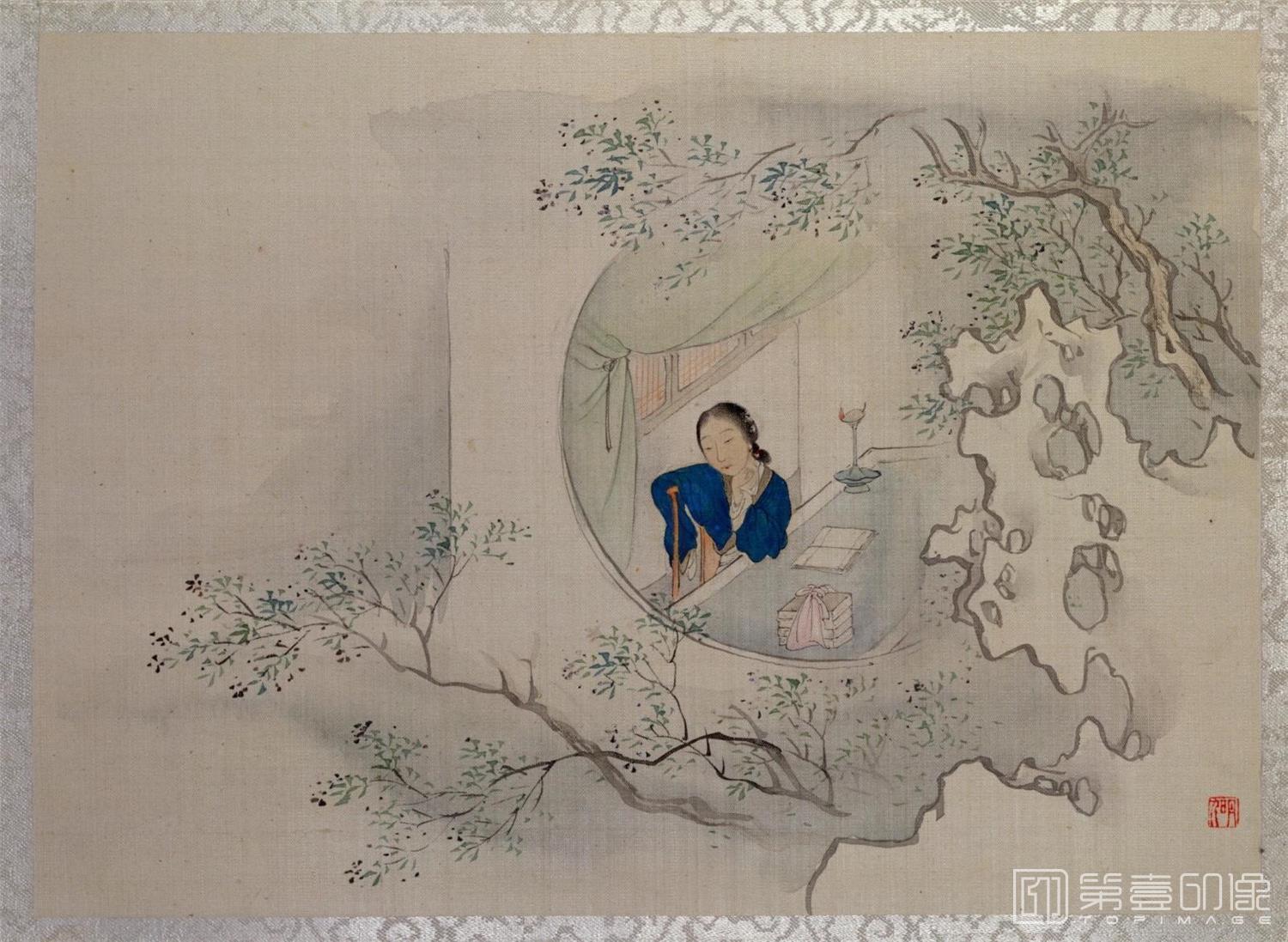 国画-十二金钗图册.绢本设色.-0002