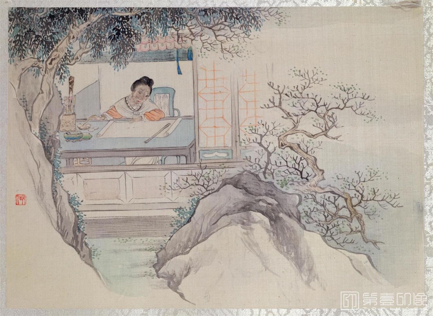 国画-十二金钗图册.绢本设色.-0003