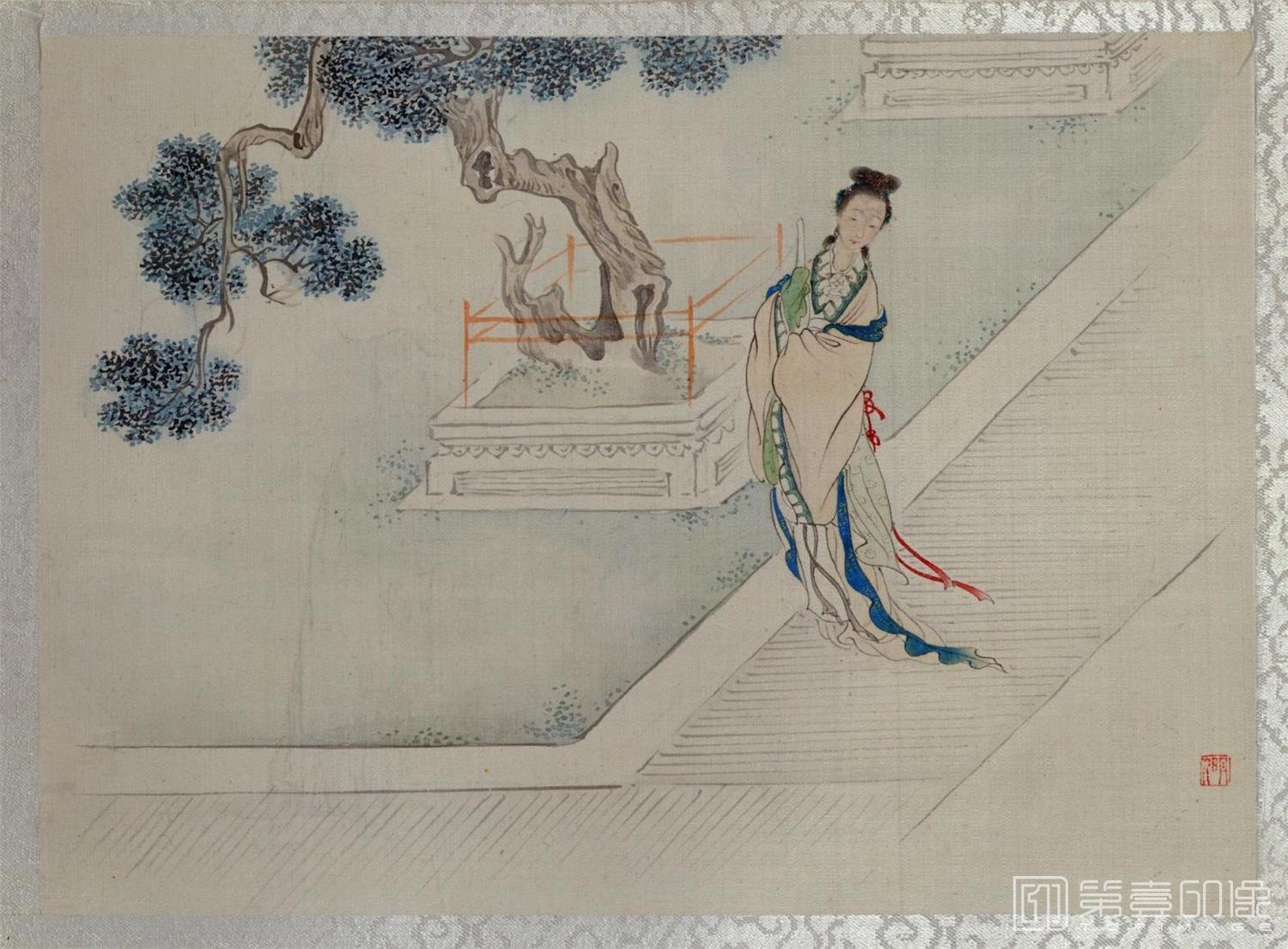 国画-十二金钗图册.绢本设色.-0008