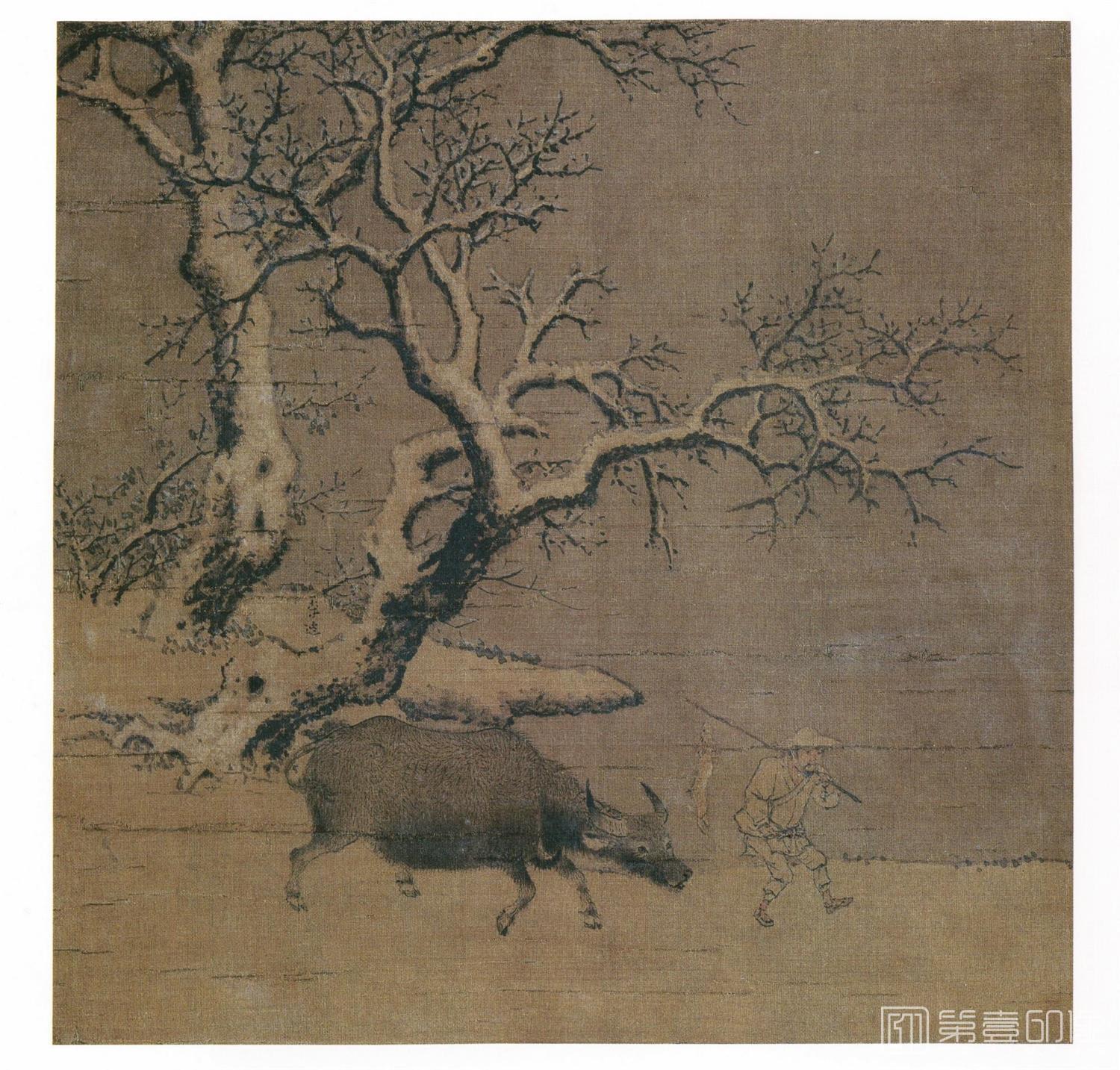 国画-雪中归牧图