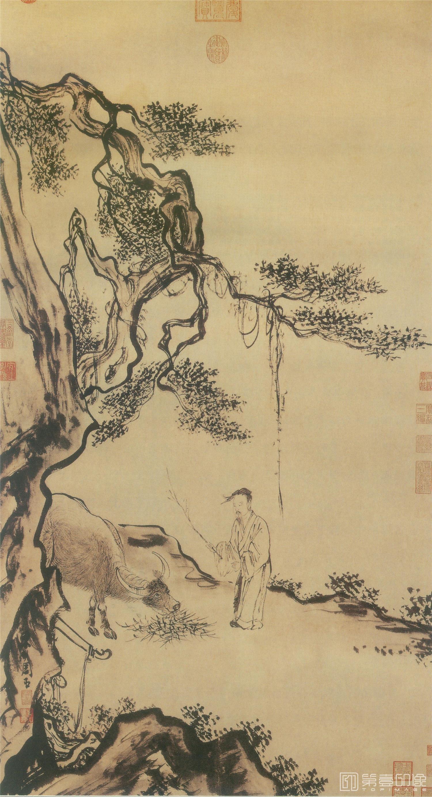 国画-宁戚饭牛图轴