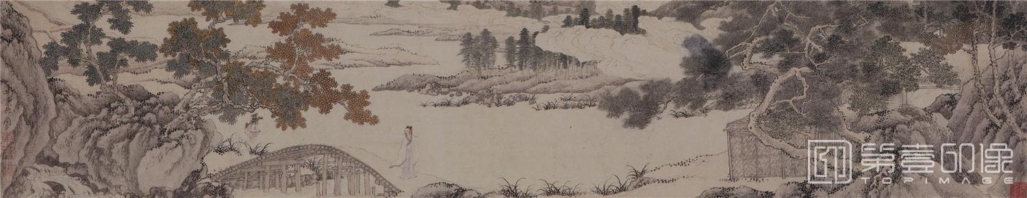 国画-渊明赏菊图卷