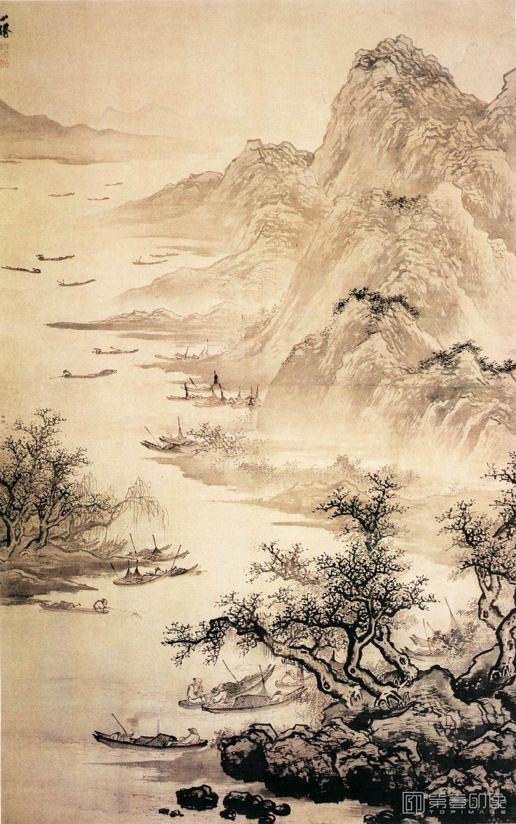 国画-江山渔乐图