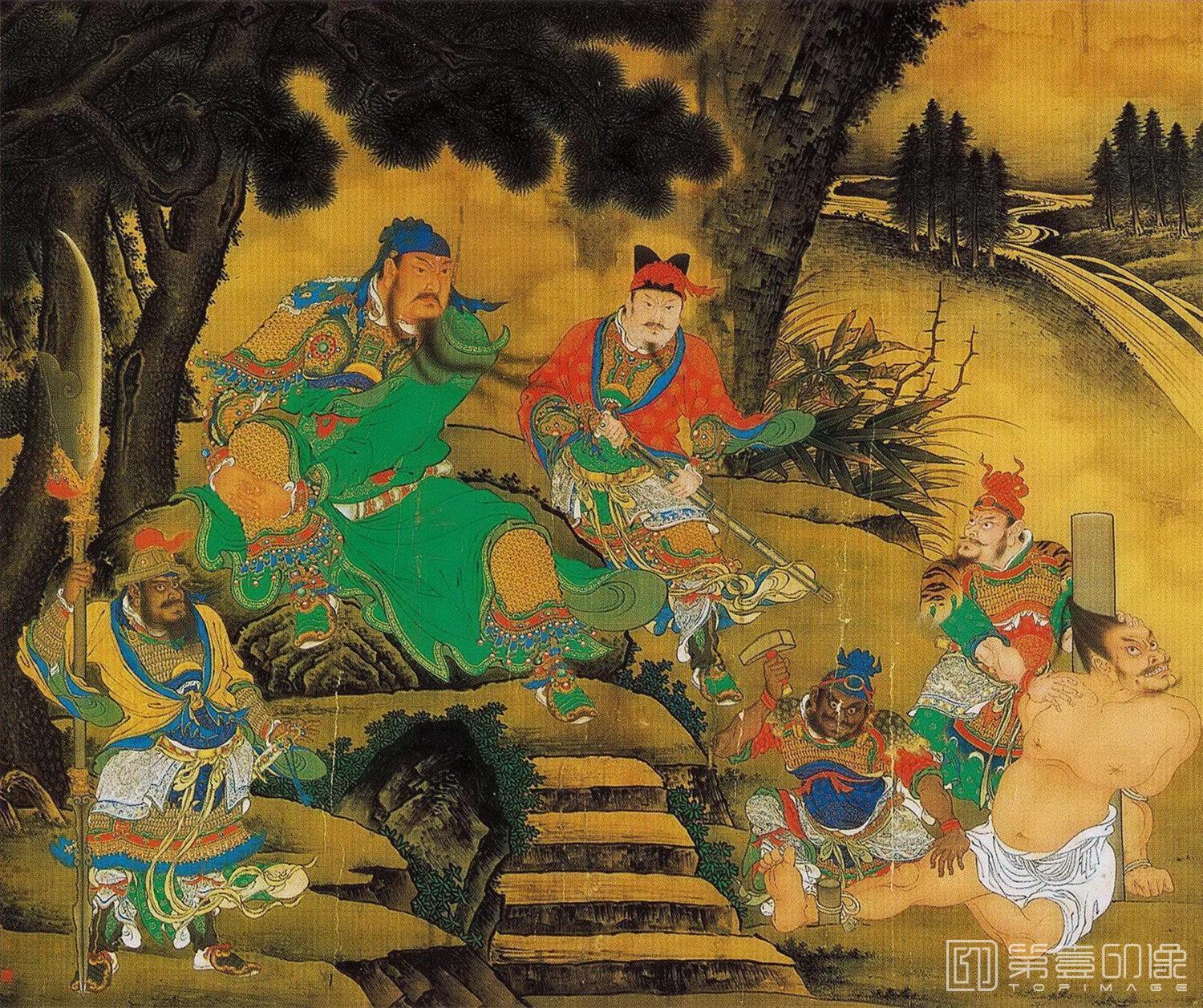国画-关羽擒将图