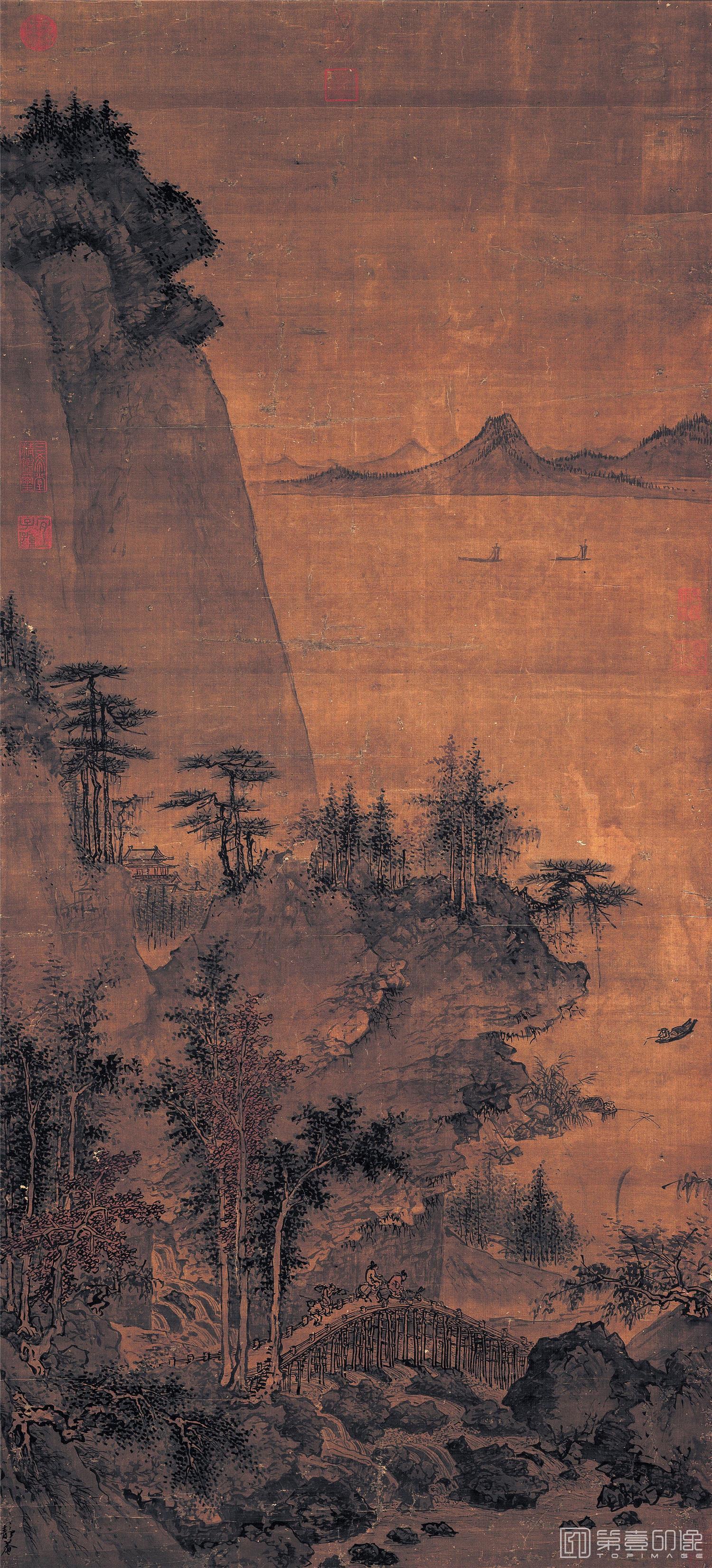 国画-溪桥策蹇图