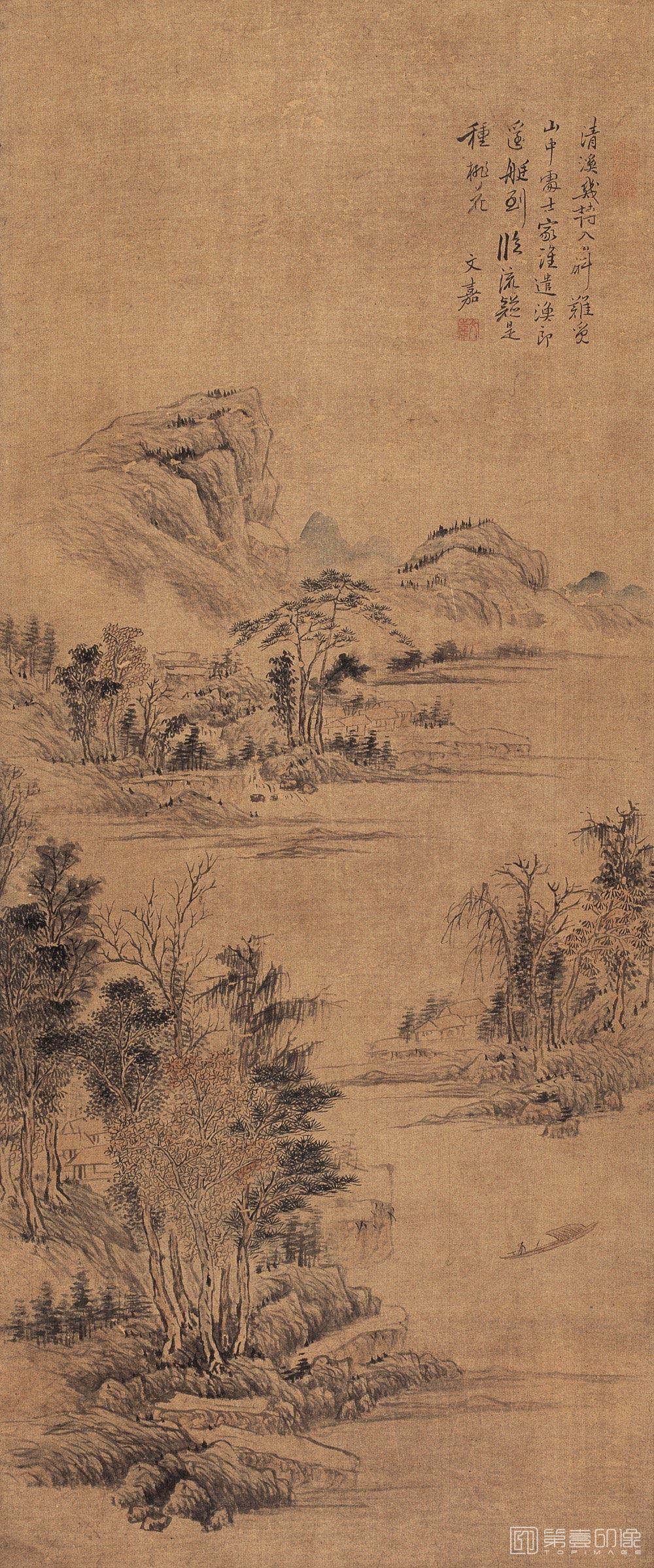 国画-清溪鱼艇图