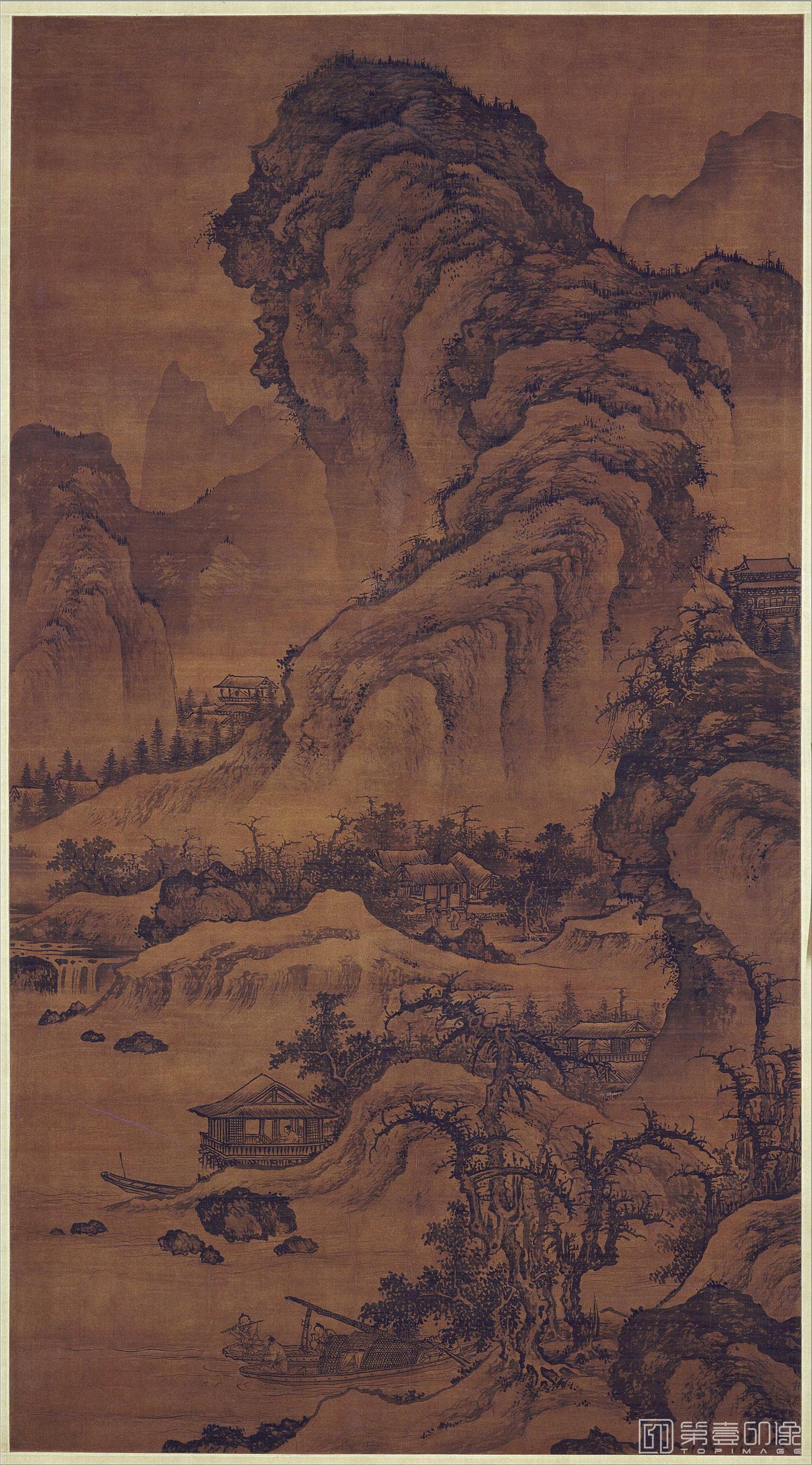 国画-阔渚遥峰图轴