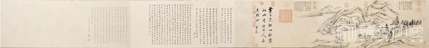 国画-仿黄子久江山秋霁图卷