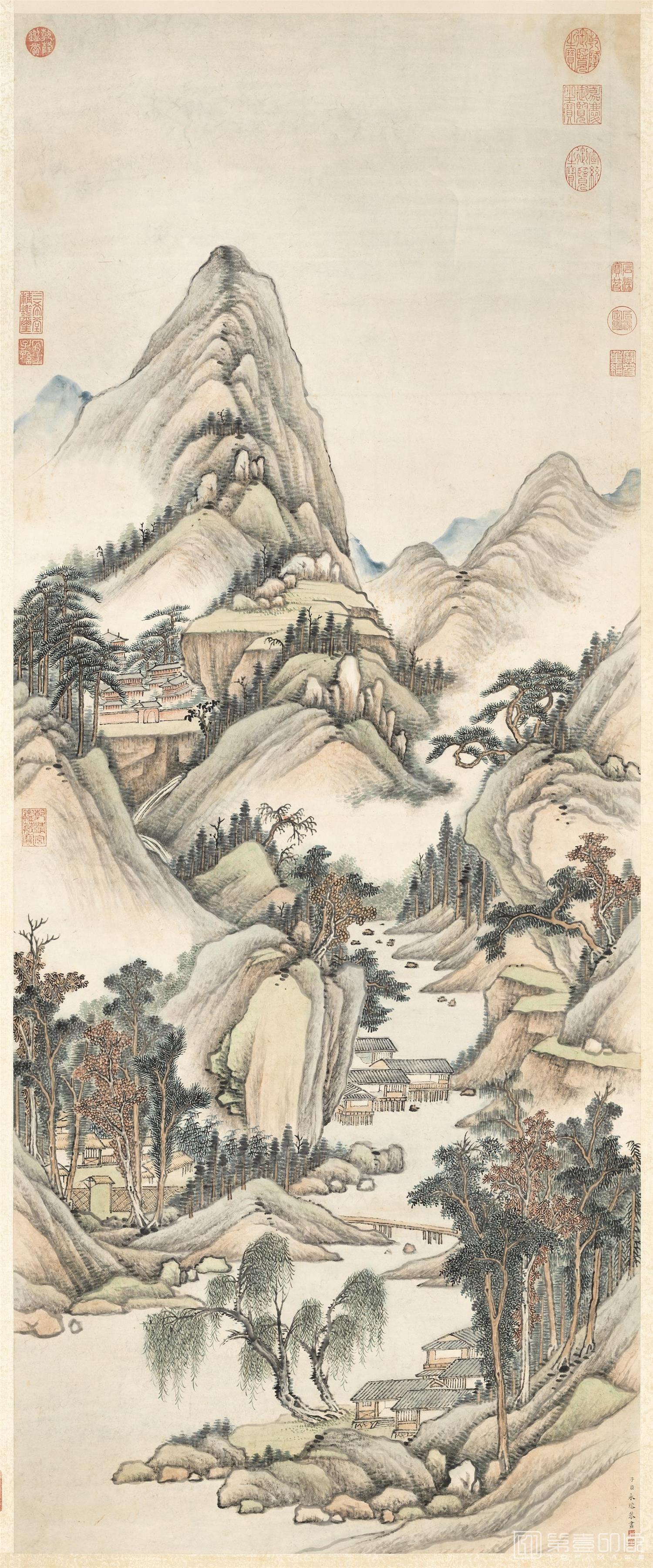 国画-秋寺鸣泉 轴