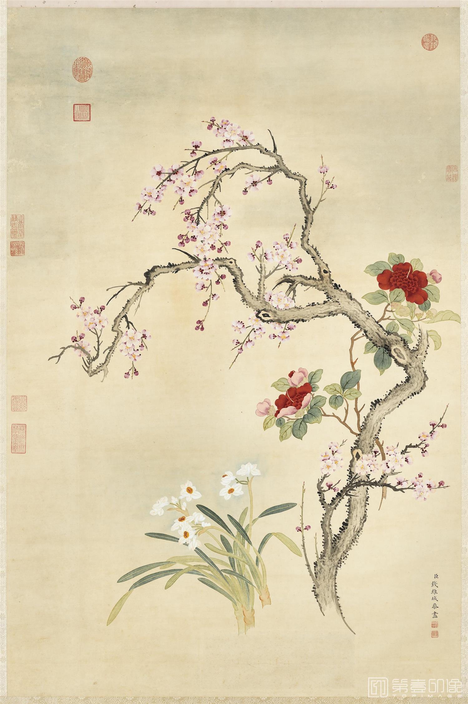国画-梅茶水仙