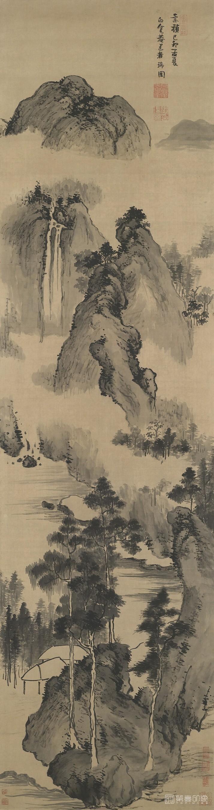 国画-寒山流泉