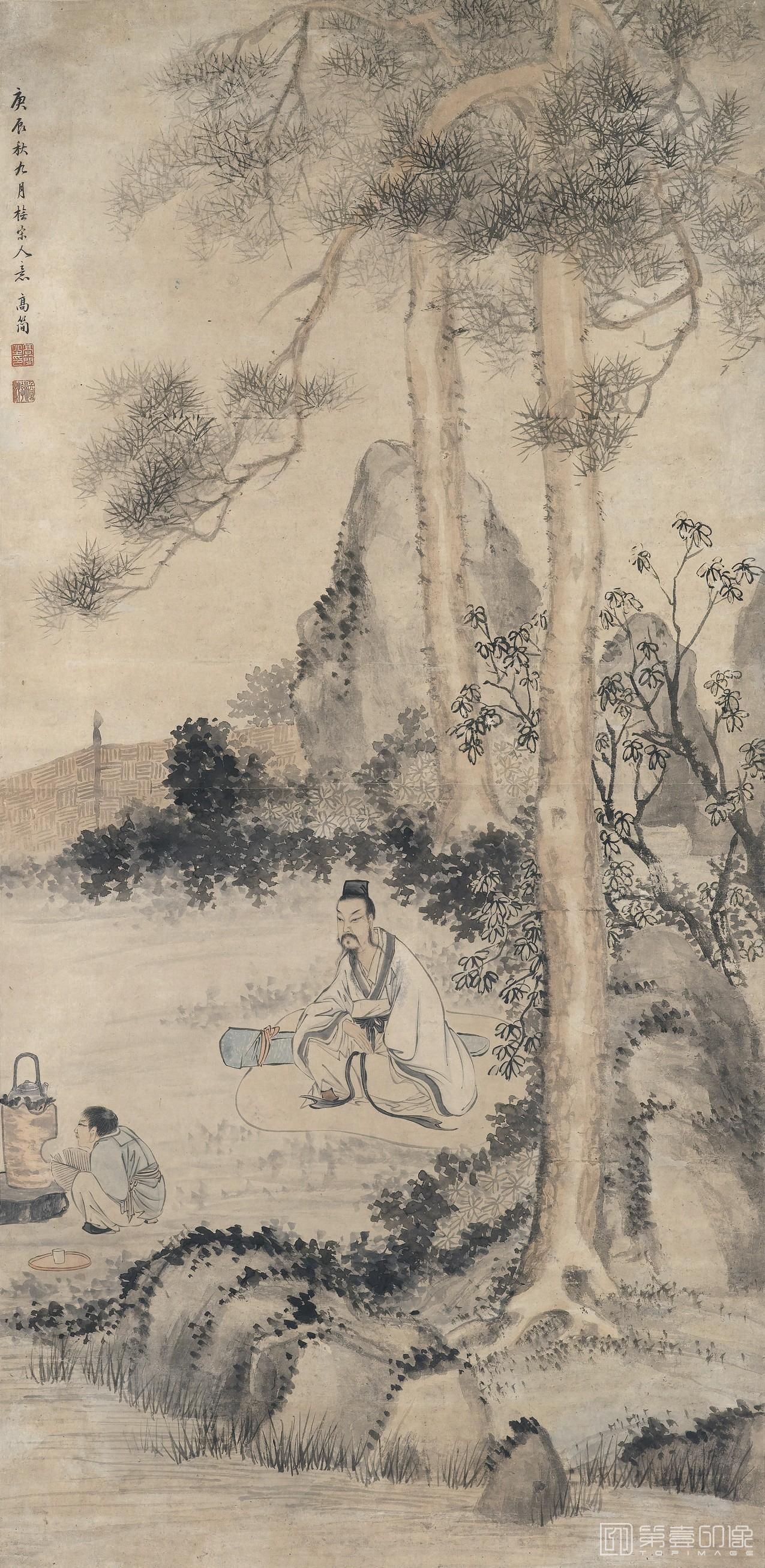 国画-松林煮茶图