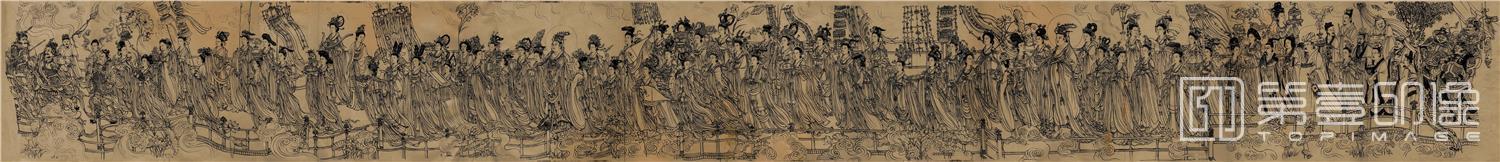 国画-神仙卷292×30厘米 绢本水墨