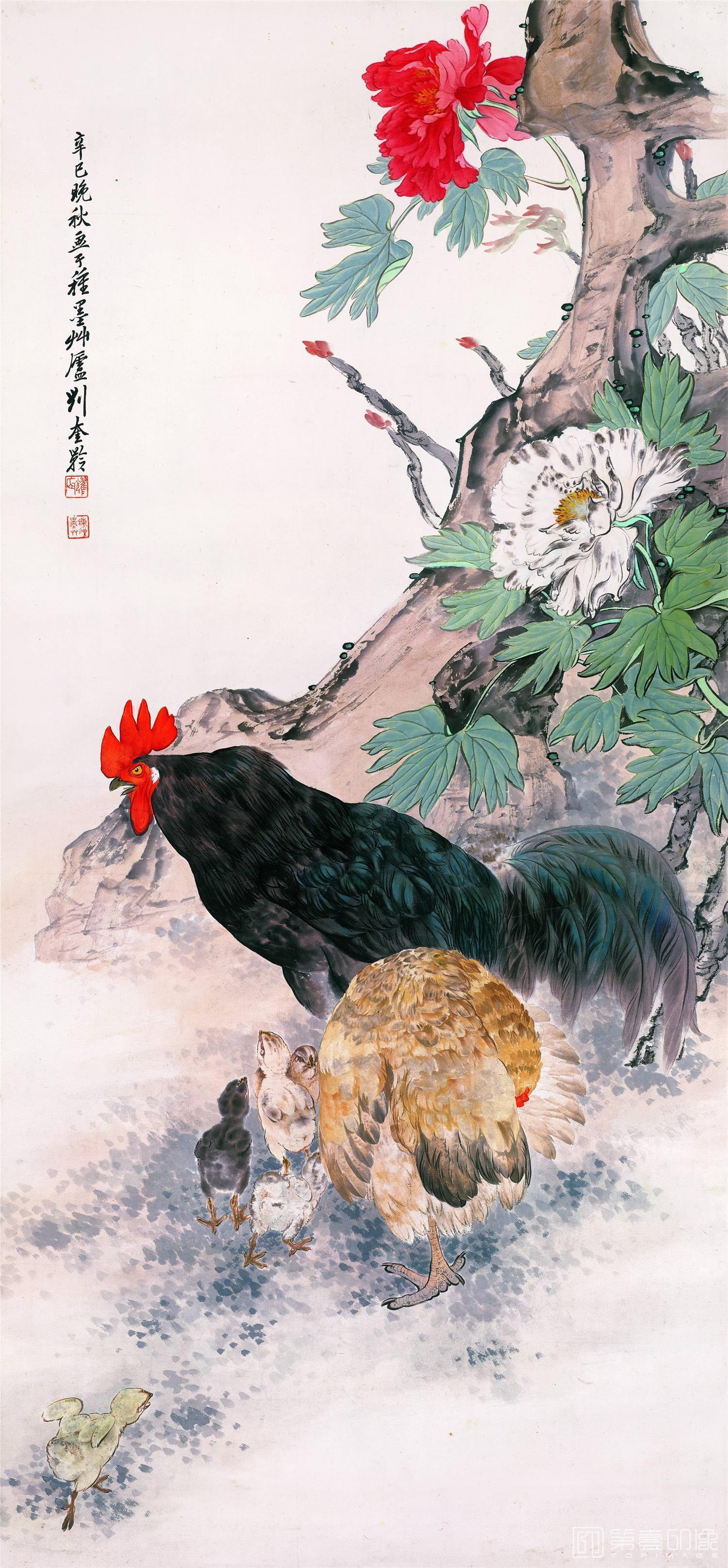 国画-鸡鸣富贵图