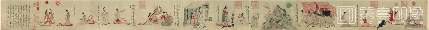 国画-摹顾恺之女史人物卷全图绢本408x28.7